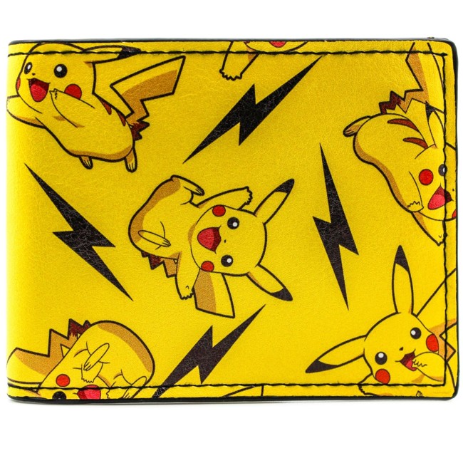 Pokemon Thunderbolt Spark Pikachu Yellow Coin & Card Bi-Fold Wallet