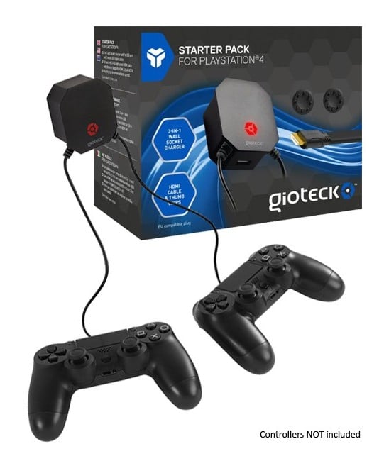 Gioteck PS4 3-in-1 AC Controller Charger Starter Pack (Includes HDMI Cable and Controller Thumb Grips) (PS4)
