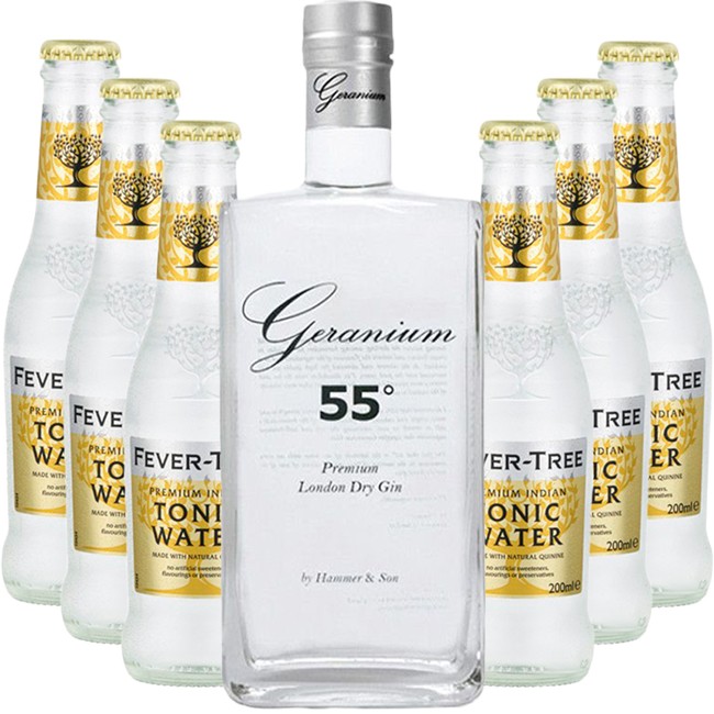 Geranium Gin 55 + 6 stk. Fever Tree Indian Tonic Water