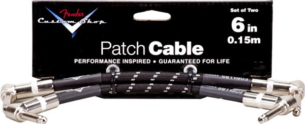 FENDER Cable jack Patch 0,15m Custom Shop Black Tweed 2 pièces 