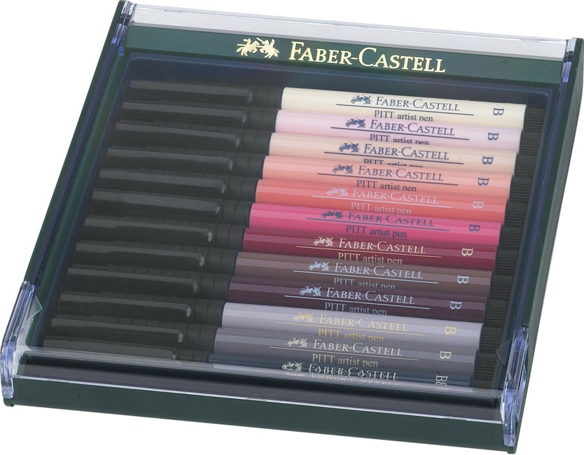 Faber-Castell - Pitt Artist Pen Brush Tuschestift, 12er Etui, Portraitfarben (267424)