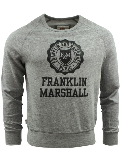Franklin & Marshall 'Fleece Round' Sweat- Sport Grå  Mel