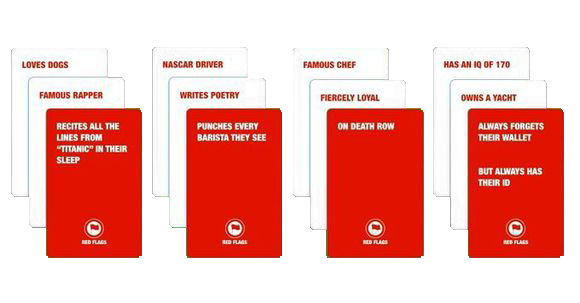 red fpags card game red flag list