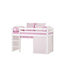 Hoppekids - BASIC Half-high bed with foam mattress + mattress cover + curtain 70x160 - Nostalgia