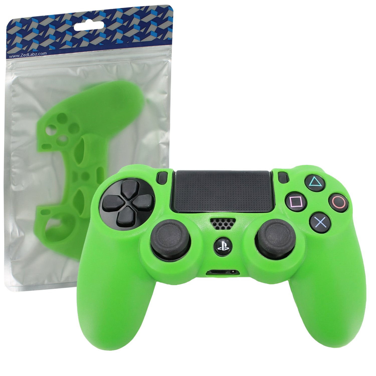 Kop Zedlabz Soft Silicone Rubber Skin Grip Cover For Sony Ps4 Controller With Ribbed Handle Green