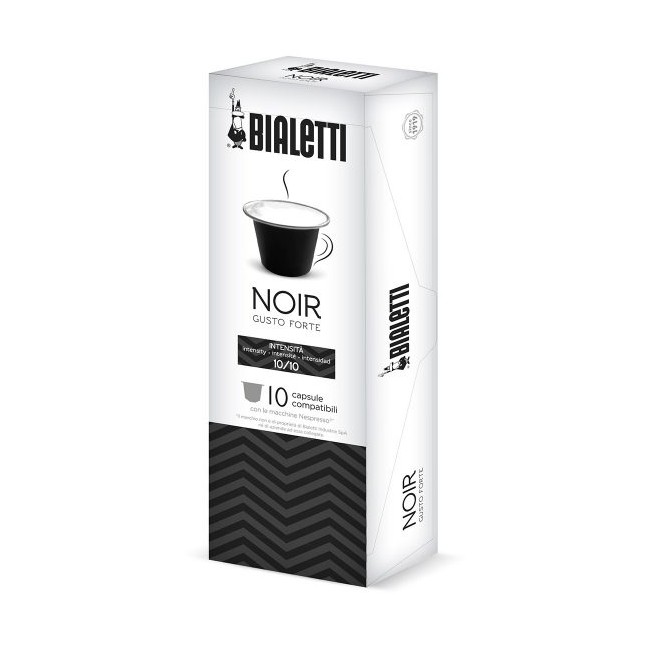 Bialetti - Espresso Kapsler Noir Kompatible Med Nespresso 10 pakker á 10 - Sort