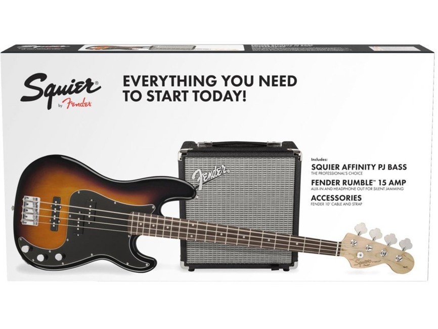Squier By Fender - Affinity Series Precision PJ Bass - Elektrisk Bas Start Pakke (Brown Sunburst)