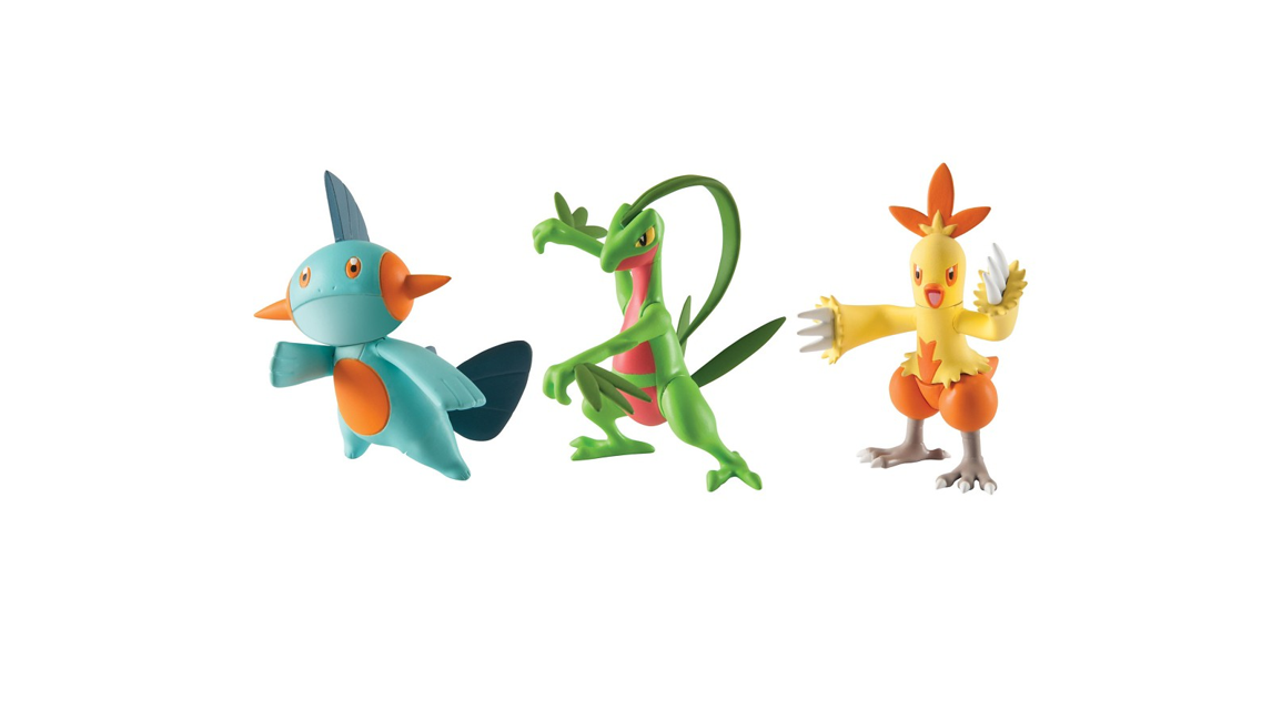 Pokemon - Action Pose Figurer 3-Pack - Combusken, Marshtomp  og Grovyle