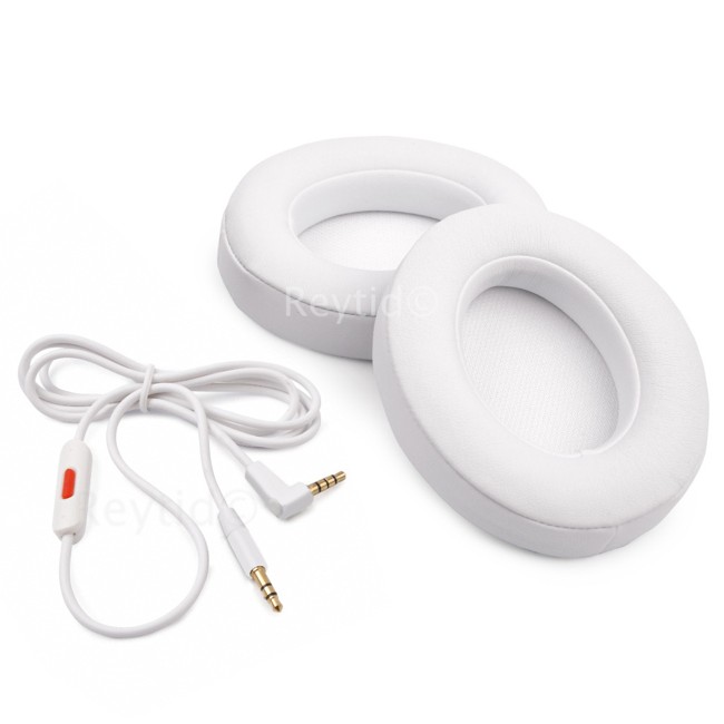REYTID udskiftning kabel og ørepude kit til beats af Dr. Dre Studio 2,0 trådløse hovedtelefoner-hvid