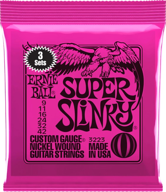 Ernie Ball - Super Slinky - Strenge Sæt Til Elektrisk Guitar (009-042) (3 PACK)