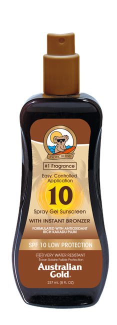 Australian Gold - Sunscreen Spray Gel w. Instant Bronzer 237 ml - SPF 10