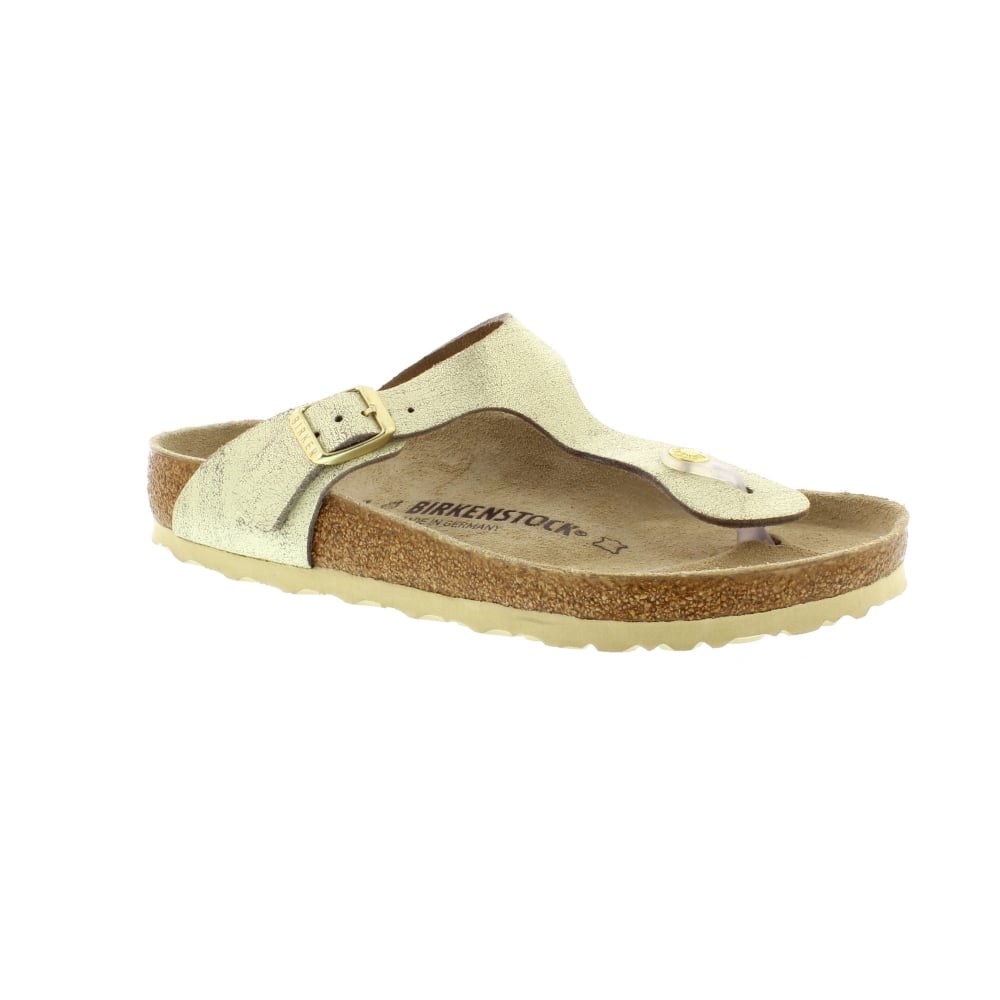 Køb Birkenstock Gizeh Regular Fit - Washed Metallic Cream Gold 1008791 Womens Sandals