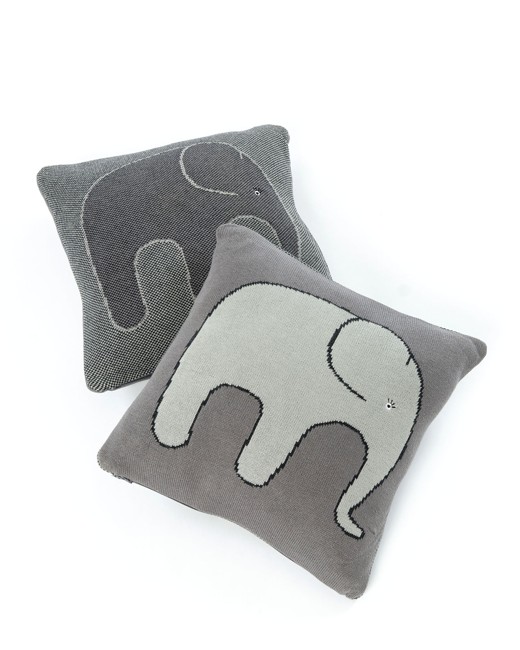 Smallstuff - Pude Elefant  35x35 cm. - Soft Grey