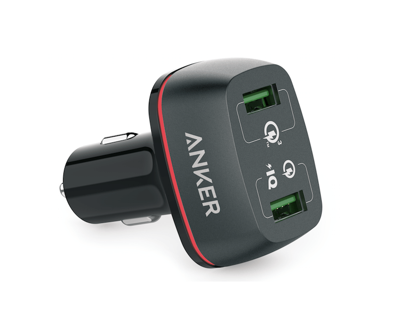Anker PowerDrive+2, USB Car Charger, Quick Charge 3.0, Sort