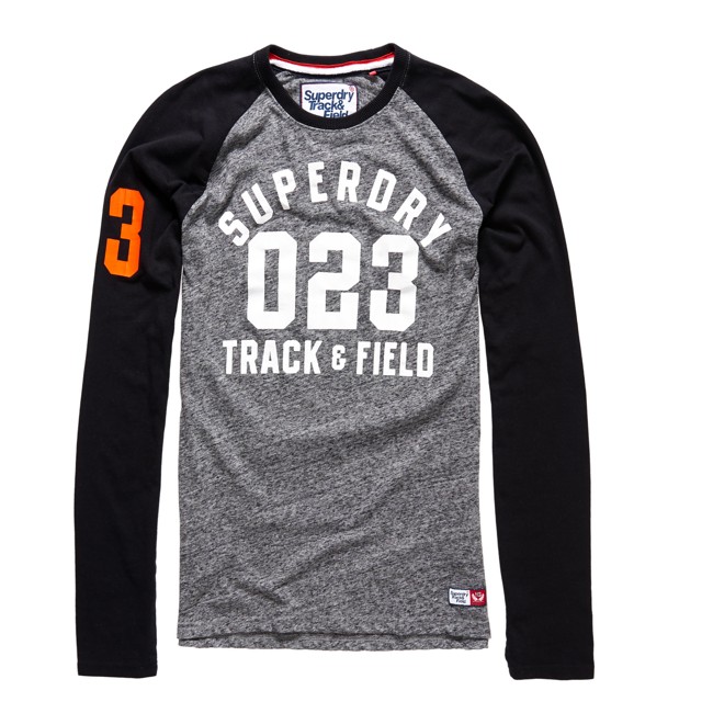 Superdry Trackster Baseball T-shirt Flint Grey Black