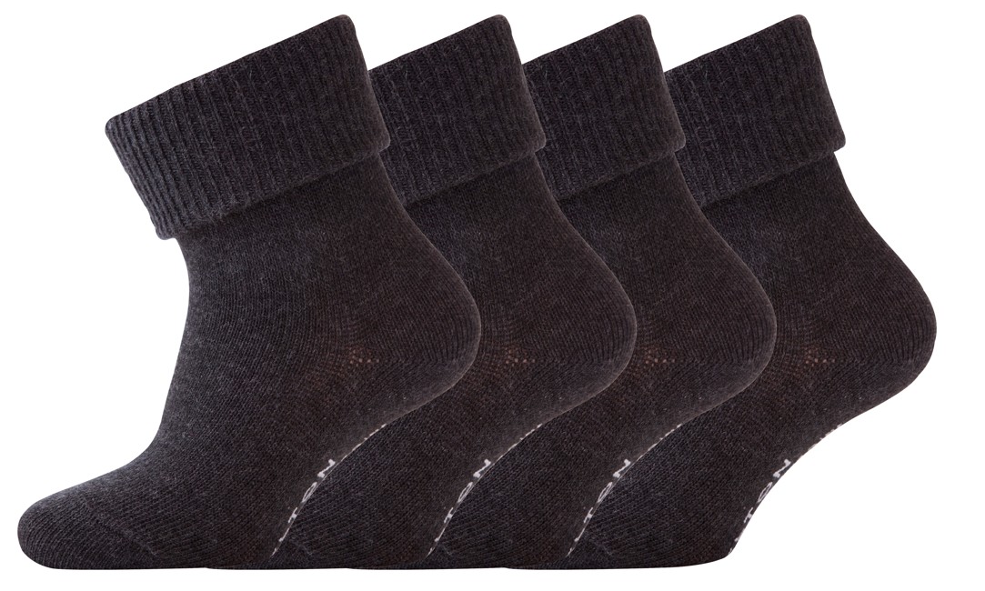 Melton - Baby Sokker Ensfarvet - 4-pk - Mørke grå (600140-180)