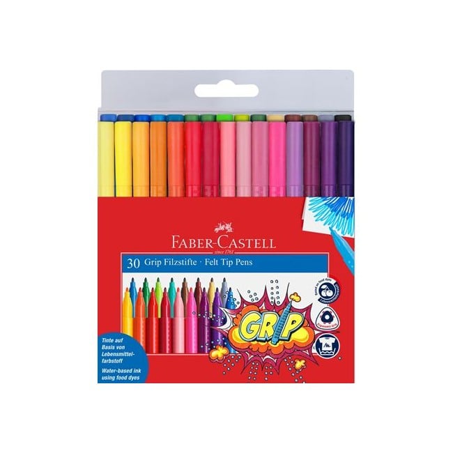 Faber-Castell - Fibre-tip pens Grip Colour Marker set, 30 pc (155335)