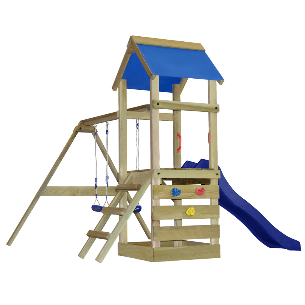 playhouse set with ladder slide and swings