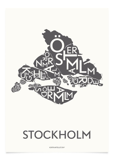 Kortkartellet - Stockholm Plakat 40 x 55 cm - Koksgrå