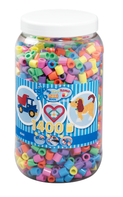 HAMA Beads - Maxi - 1400 beads in tub - Pastel Mix (388541)