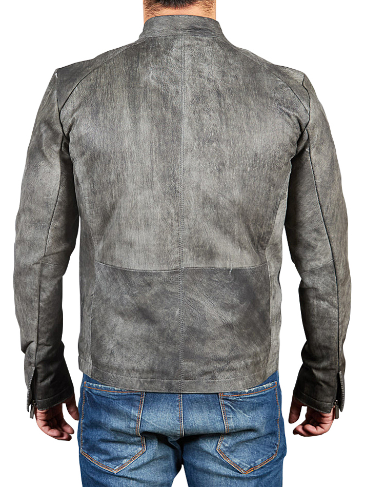 Buy Gabba Drum Leather Jacket Grey