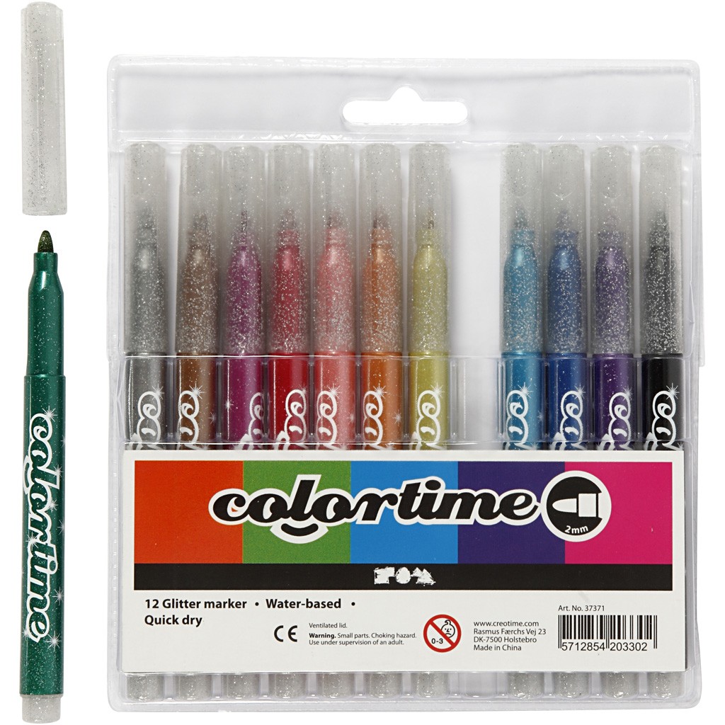 Colortime - Marker 4,2 mm - Glitter - 12 Stck.