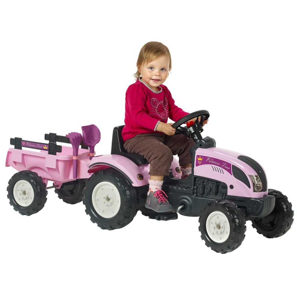 weduwe Wacht even Wind Koop FALK Princess Tractor with Trailer and Accessories Pink 2/5