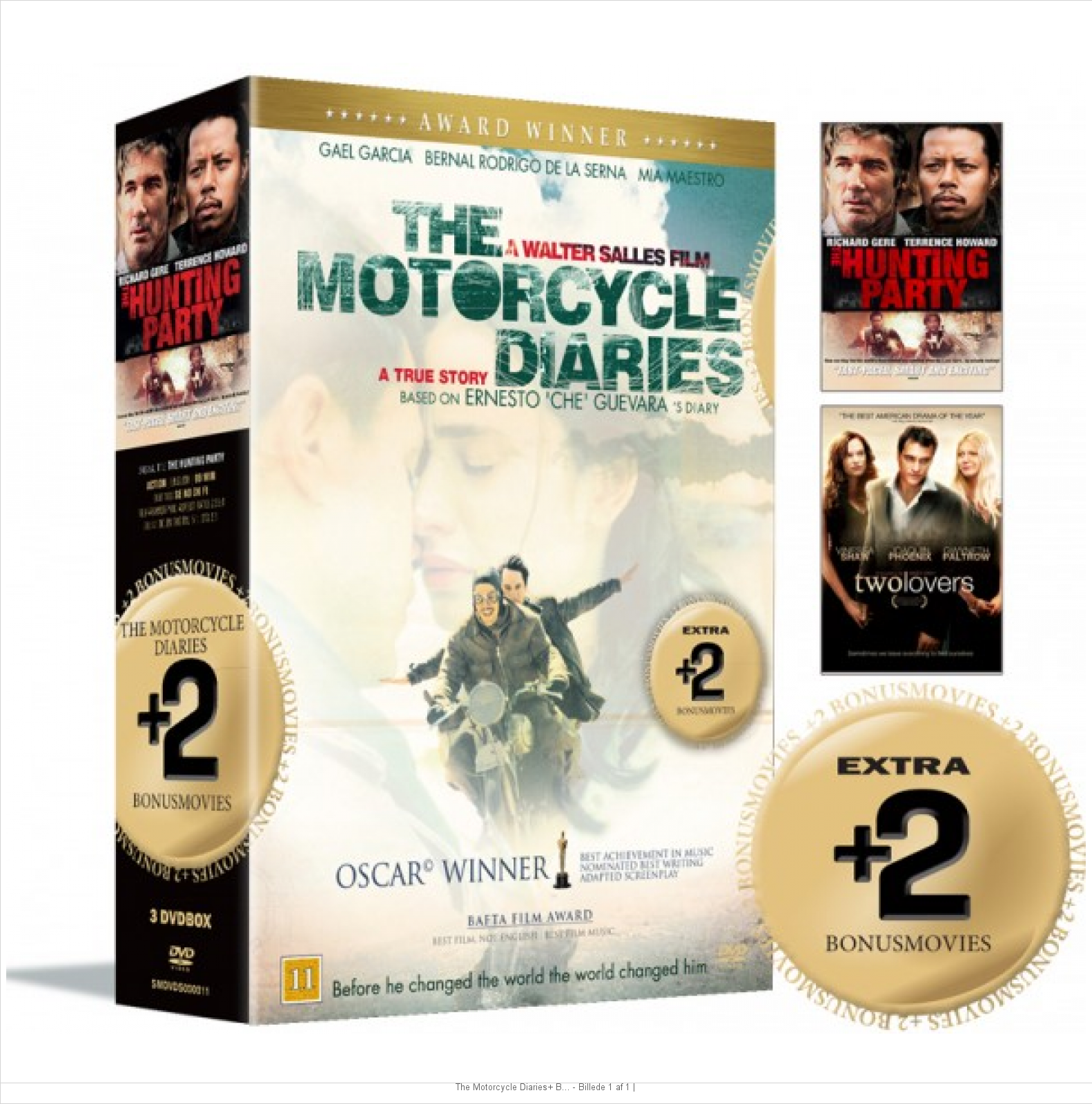 Donation udmelding I modsætning til Køb Motorcykel dagbog/The Motorcycle Diaries+ bonus movies - The Hunting  Party / Two Lovers - DVD