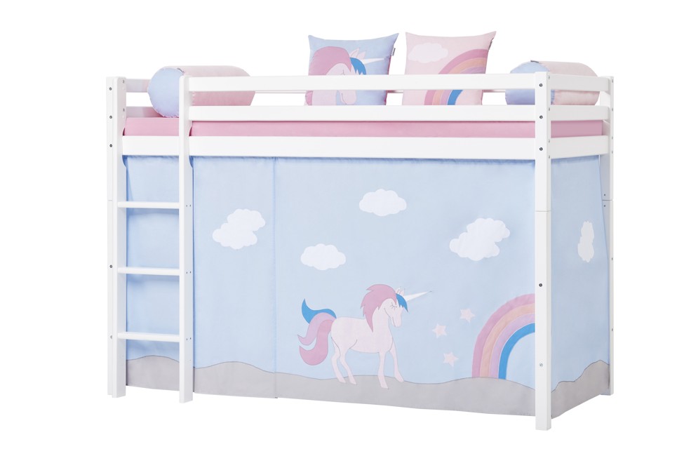 Hoppekids - Forhæng til Mellemhøj seng 90×200 cm - Unicorn