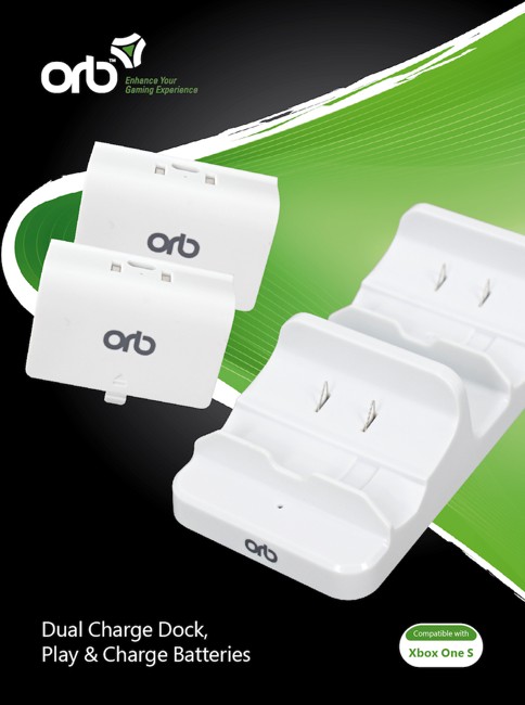 ORB Dual Charge Dock, Play & Charge Batteries - For Xboxone S