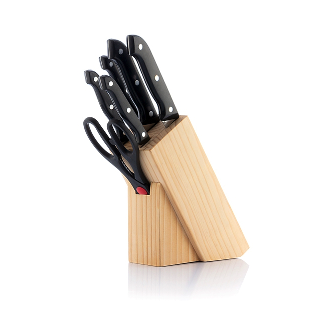 InnovaGoods knivsæt med knivblok i træ (6 dele)