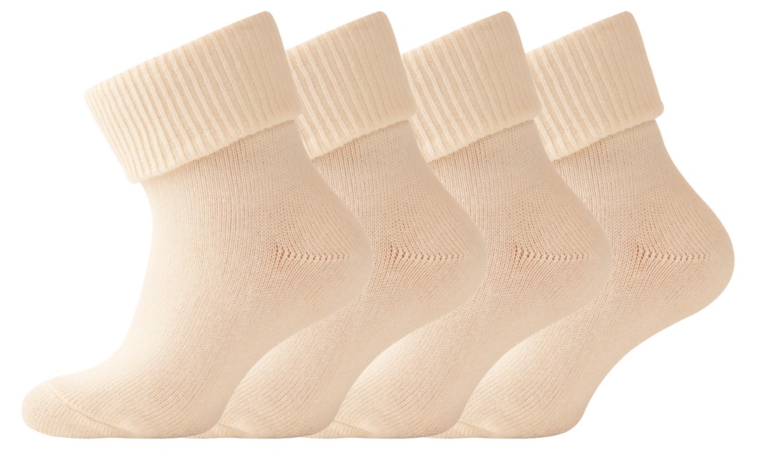 Melton - Baby Sokker Ensfarvet - 4-pk - Råhvid (600140-410)
