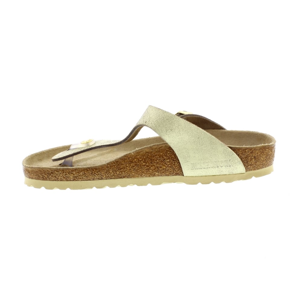 birkenstock gizeh washed metallic cream gold