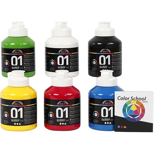 A-color - Akrylfärg - Blank - (6 x 500 ml)