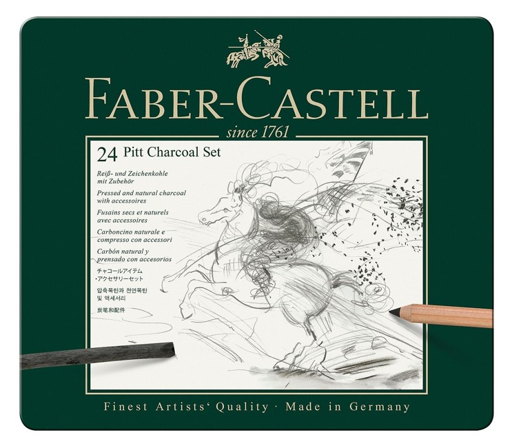 Faber-Castell - PITT kul tinæske med 24 (112978)