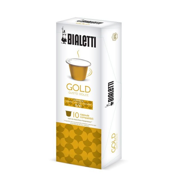 Bialetti - Espresso Kapsler Gold Komatible Med Nesprosso 10 pakker á 10 stk. - Guld