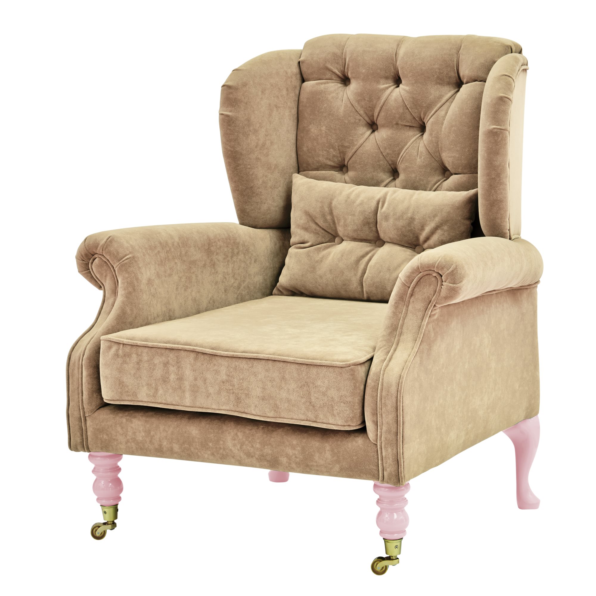Buy Rice Velvet Wing Chair Small Cushion Beige W Soft Pink