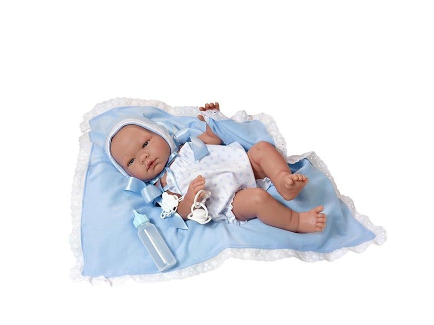 Asi Dukker - Pablo dukke med hvid dragt og tæppe (43 cm)