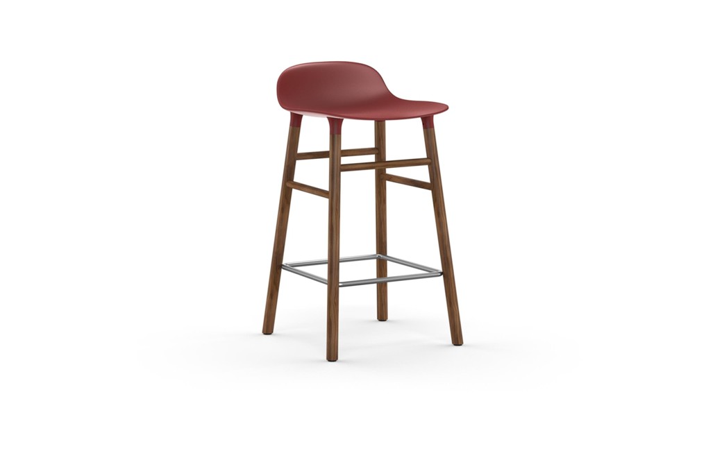 Normann Copenhagen - Form Barstol 65 cm - Rød/Valnød