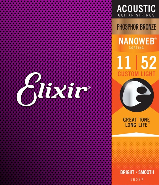 Elixir - Nanoweb Phosphor Bronze Strenge Sæt - Til Akustisk Guitar (011-052)