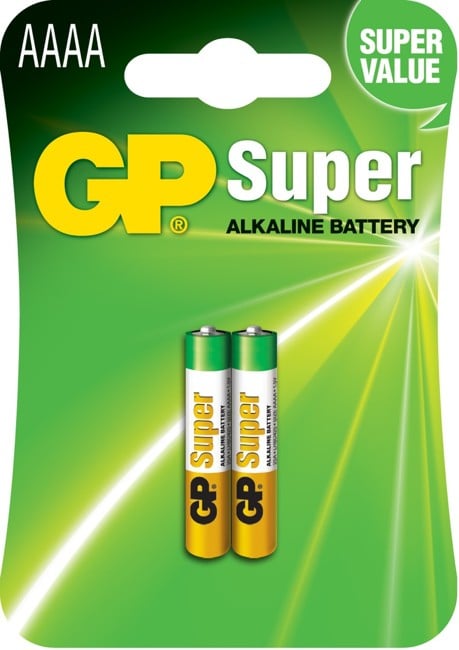 GP - Super Alkaline Battery, Size AAAA, 25A/LR61, 2-pack