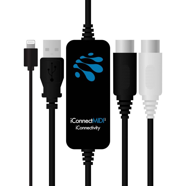 iConnectivity - iConnectMIDI1 Lightning Edition - 1 Ind / 1 Ud MIDI -> USB Interface Kabel
