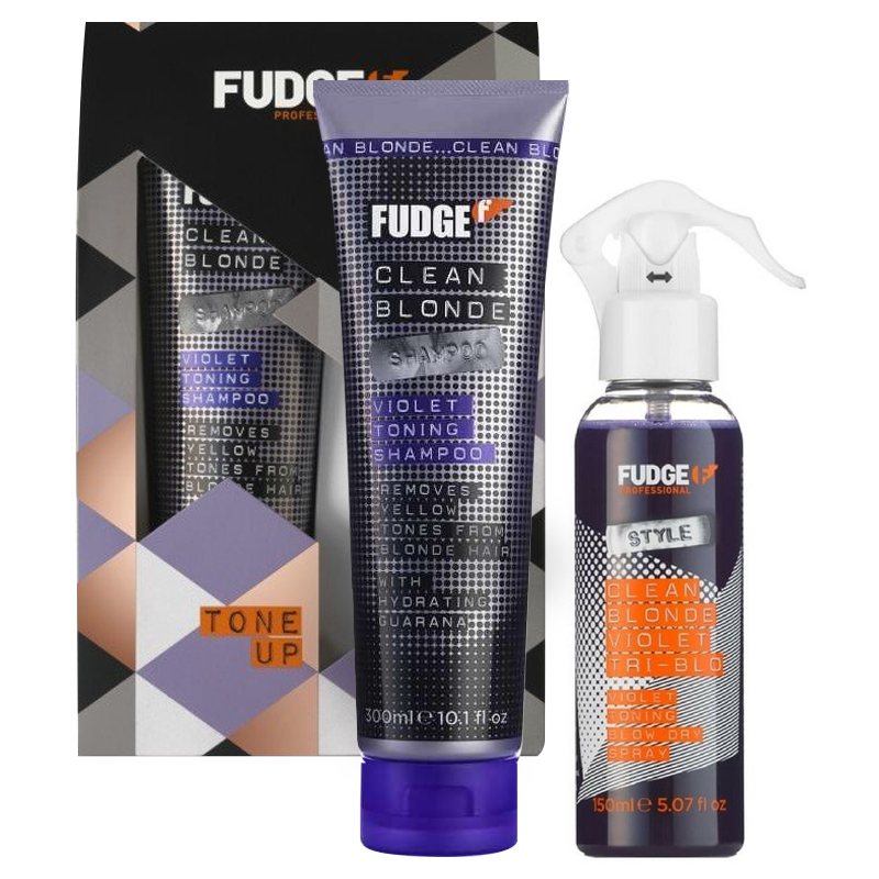 Kjøp Fudge - Tone Up Clean Blonde Violet Toning Shampoo 300 ml + Clean  Blonde Violet Tri-Blo 150 ml - Giftset