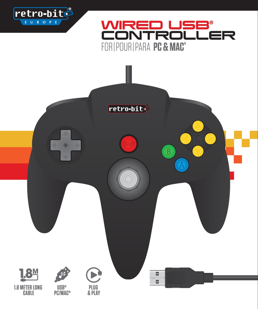 Køb N64 Controller Black USB For PC & Mac...