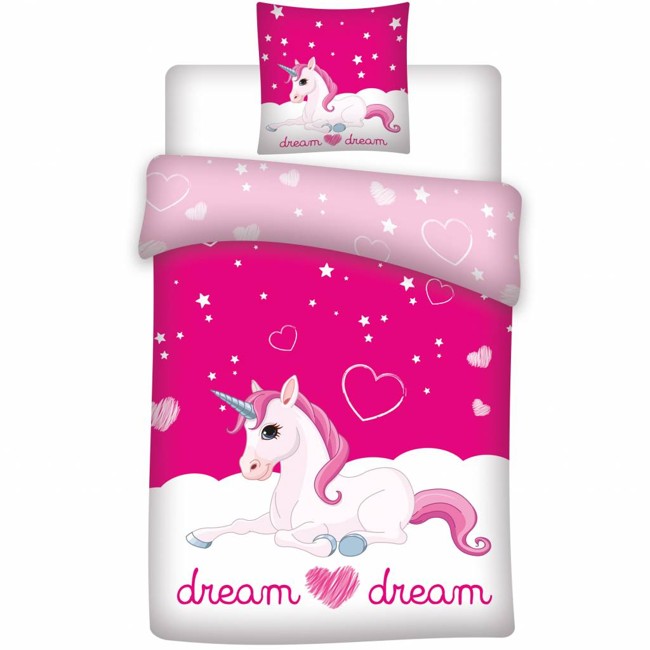 Unicorn Duvet cover Dream 140 x 200 cm + pillowcase 63 x 63 cm - Polyester