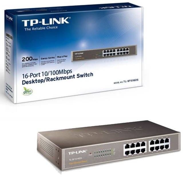 TP-LINK TL-SF1016DS 16 Port 10/100MBPS Unmanaged Rackmount Switch In Steel Case