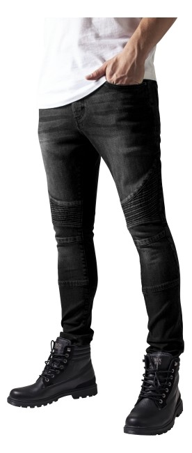 Urban Classics Slim Fit Biker Jeans Black Washed
