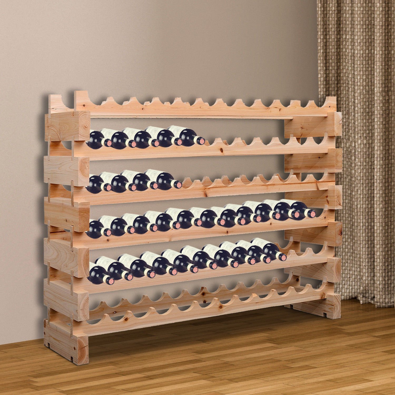 HOMCOM Wooden Wine Rack 6