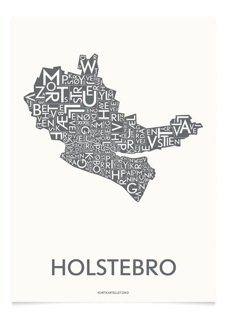 Kortkartellet - Holstebro Plakat 40 x 55 cm - Koksgrå