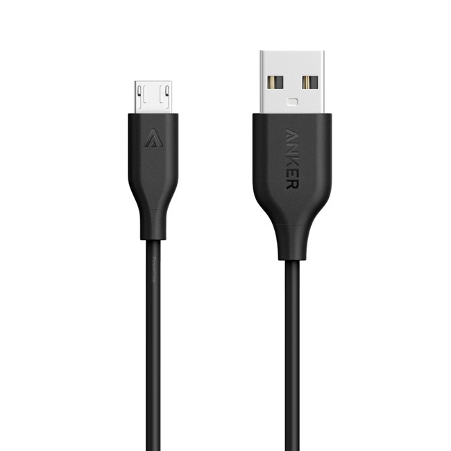 Anker PowerLine, 0,9 m Micro USB kabel, Sort
